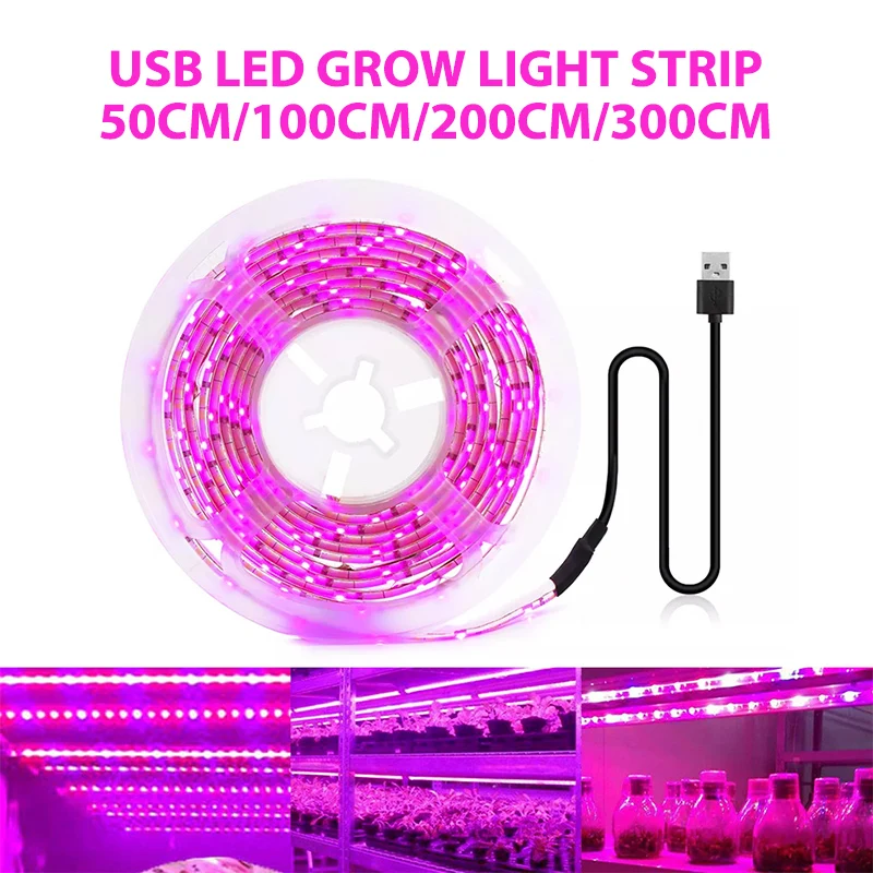 LED grow light grow light 5V USB Led plant grow light full spectrum phyto lamp 1m 2m 3m strip seeds flower greenhouse tent hydroponic plants lighting