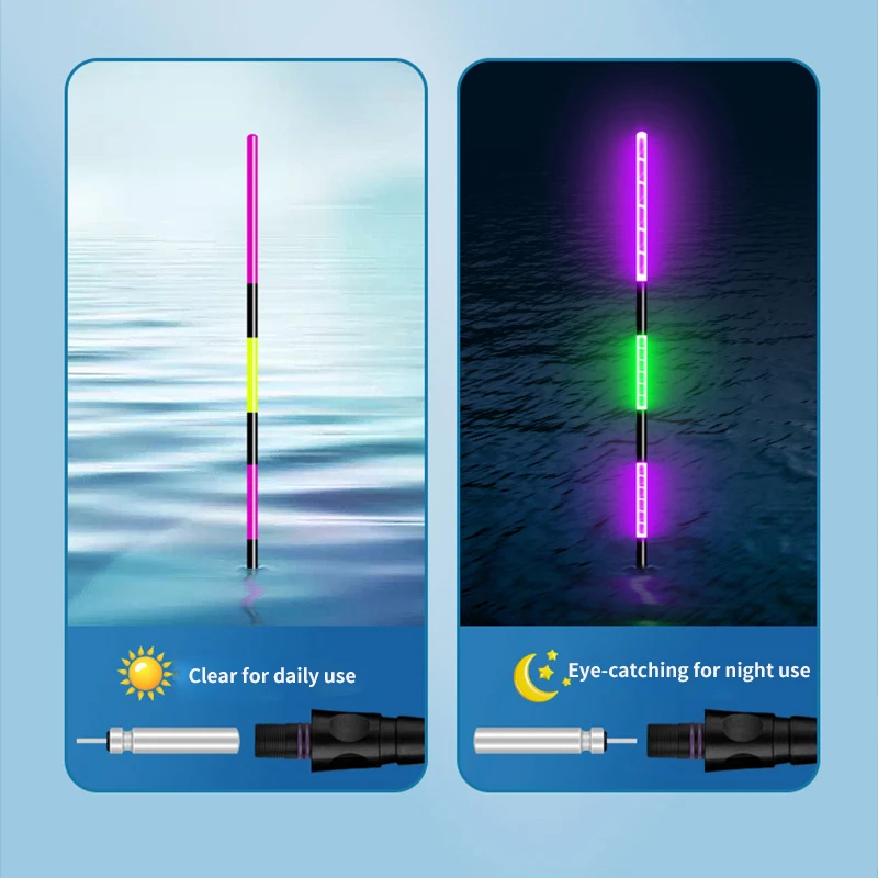 Fishing Float Sea Fishing Floats with Battery Change Color Luminous Electronic Float Short Tail 3-Mesh Sensitive Night Glow