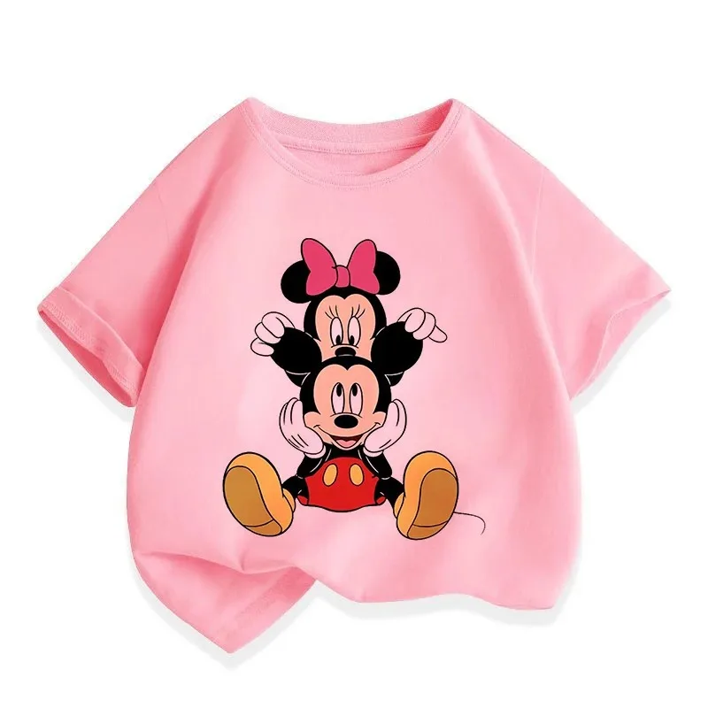 Summer Disney T Shirt Cartoon Baby Kids Boys Girls Children Mickey Mouse Short Sleeve Clothing Kawaii Minnie Print Tee Toddler 6