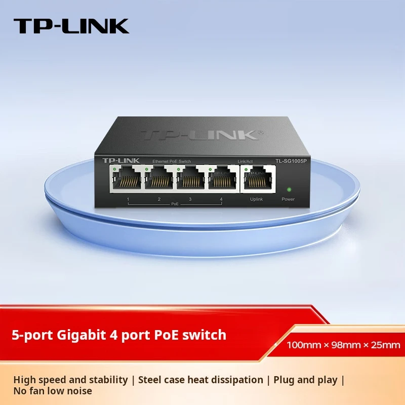Tp-Link Switch Poe Gigabit A 5 Porte Switch Non Gestito Poe A 4 Porte Monitoraggio Splitter Per Cavi Di Rete Livello Aziendale Tl-Sg1005P