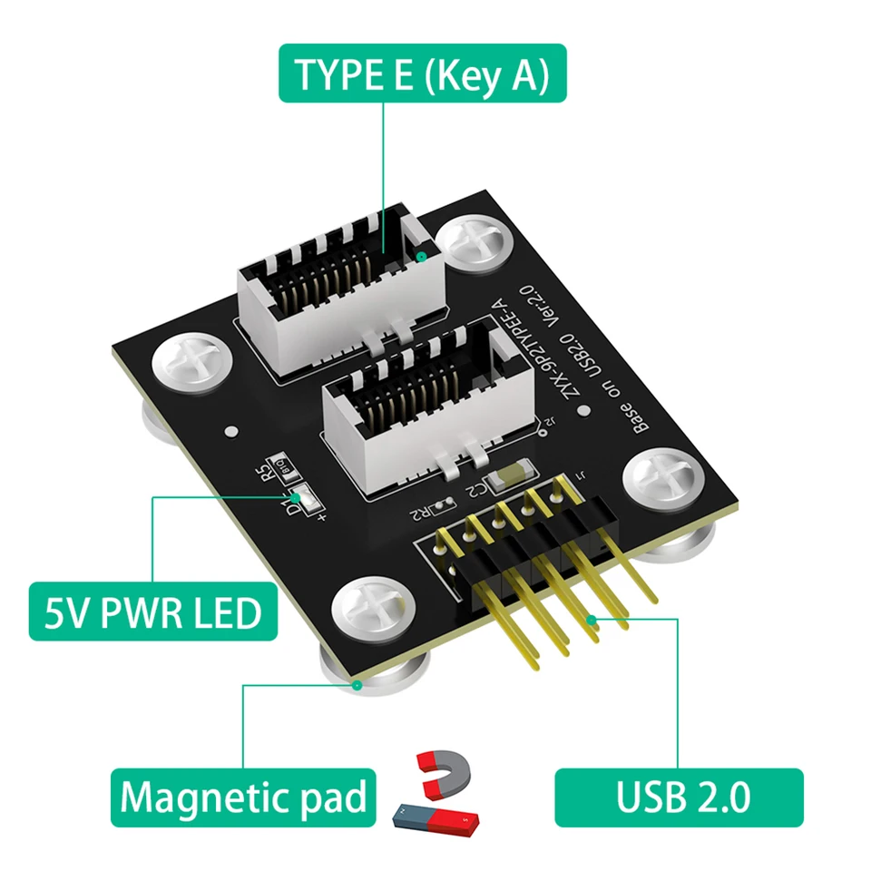 CY Dual USB 3.1 Type-E Key-A Voorpaneel Socket naar USB 2.0 9Pin Moederbord Uitbreidingsadapter met 9Pin naar USB 2.0 Type A Kabel