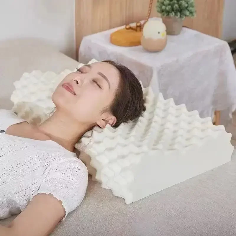 Thailand Pure Natural Latex Pillow Neck Cervical Protective Spine Massage Remedial Body Pillows Sleeping Orthopedic Bed Pillows 2