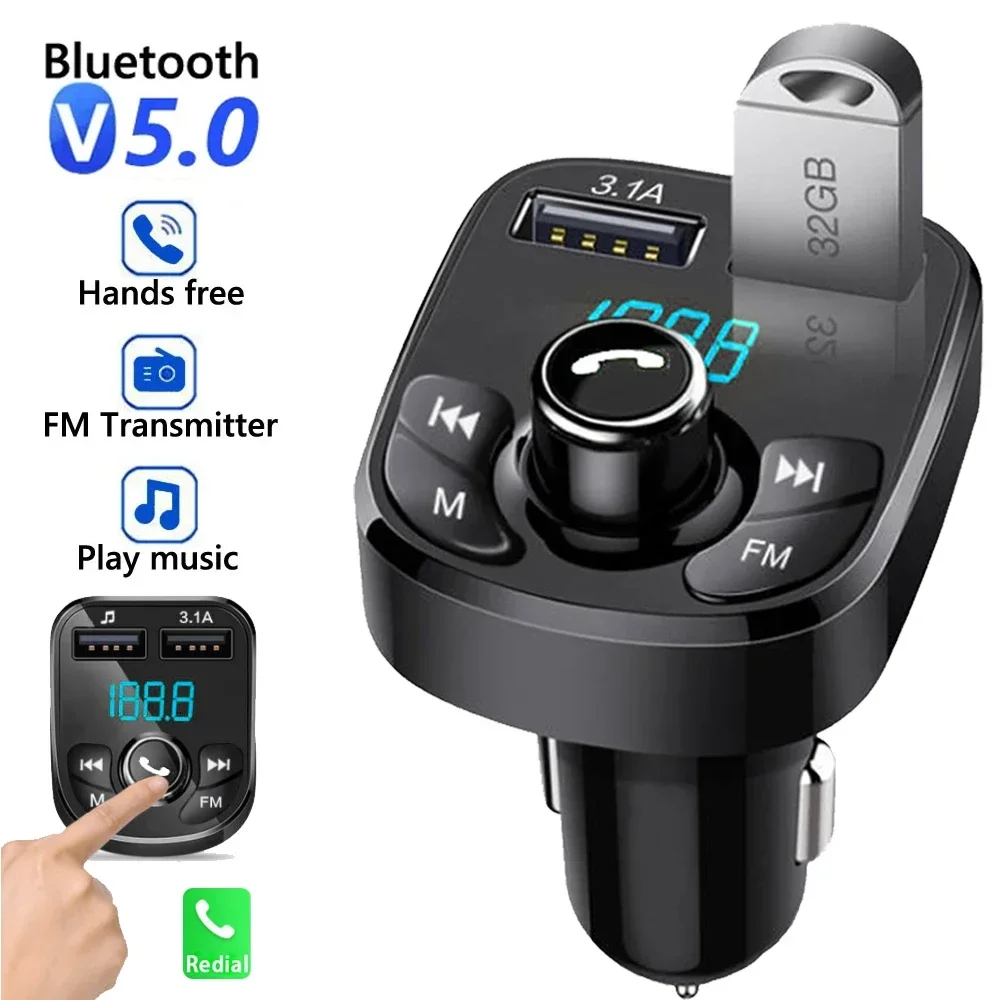 Bluetooth Car Charger FM Transmitter Audio Dual USB Car MP3 Player Autoradio Handsfree Charger 3.1A Fast Charger Car Accessories