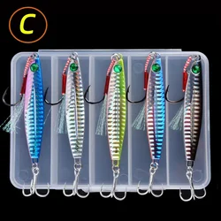Enhanced Metal Jig Fishing Lure Set for Bass and Trout - 5 - Piece, 7g - 40g, Trolling Hard Baits for Saltwater Fishing (C)
