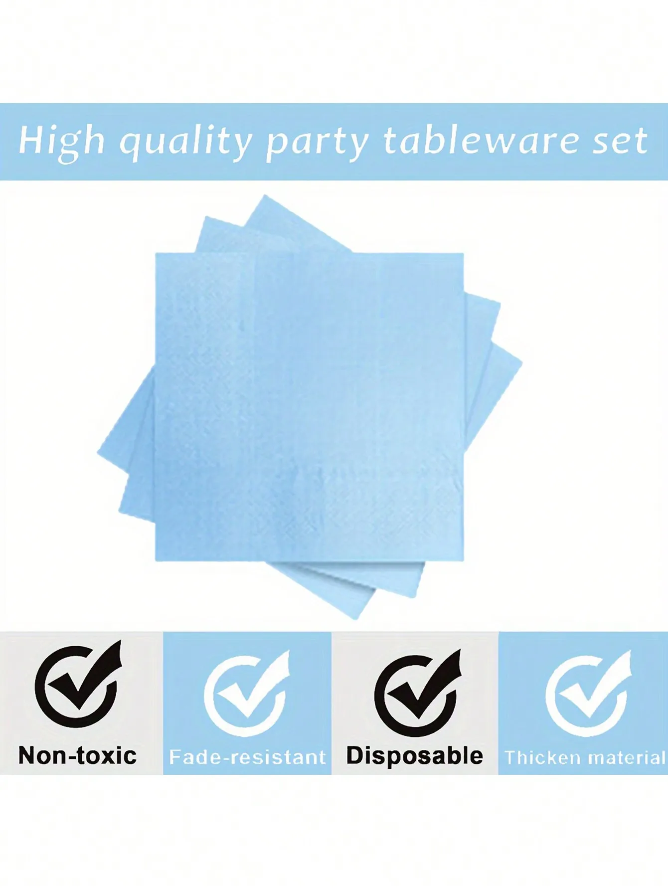 Sky Blue Party Supplies Set - Disposable Plates Spoons Forks Knives