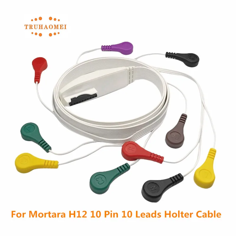 

Holter Cable For Mortara Holter Recorder H12 H12+ X12 X12+ ECG Cable 10 Pin 12 Leadwires Snap 4.0