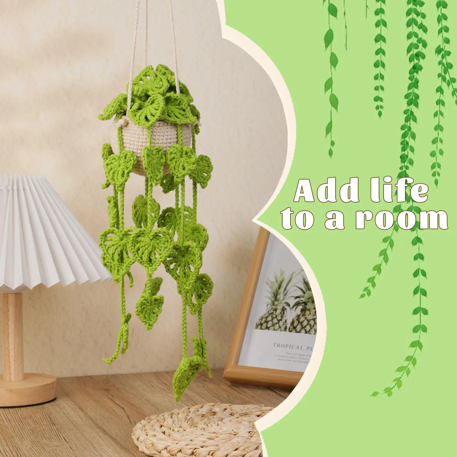 Fenrry Hanging Potted Plants Knitting Kits Beginners Crochet Kit Amigurumi Crochet Starter Kits Step-by-Step Video Tutorials