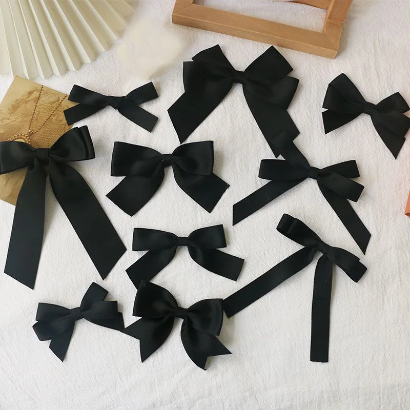 Schwarze Farbe Bögen Kinder Haarspange Klassische Band Schleife Haarnadel Baby Boutique Haarschmuck Kinder Party Geschenke