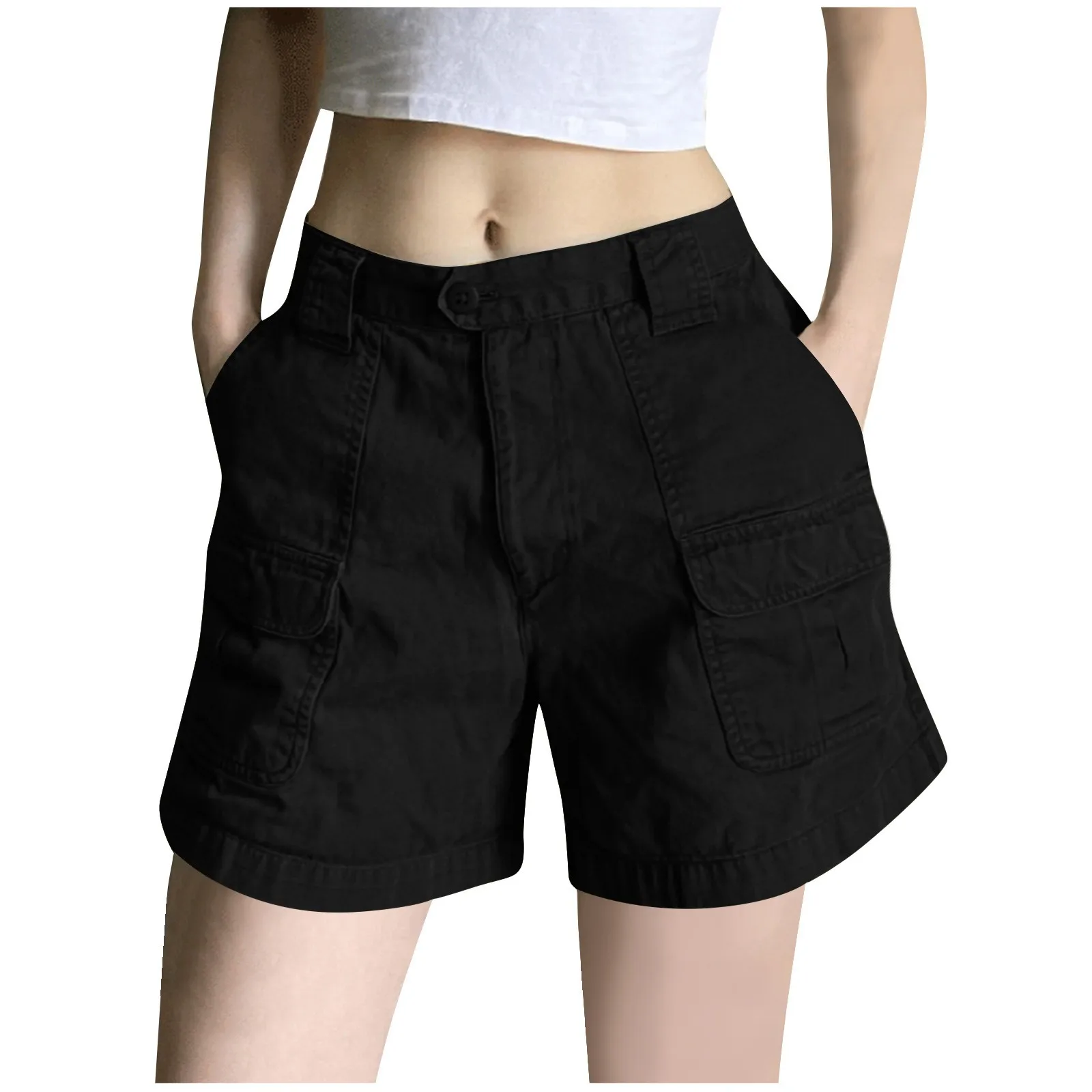 

Pantalones Cortos Cargo Cintura Mujer Pantalones Cortos Slim Fitted Shorts Vintage Casual Solid Short Pant For Women calção