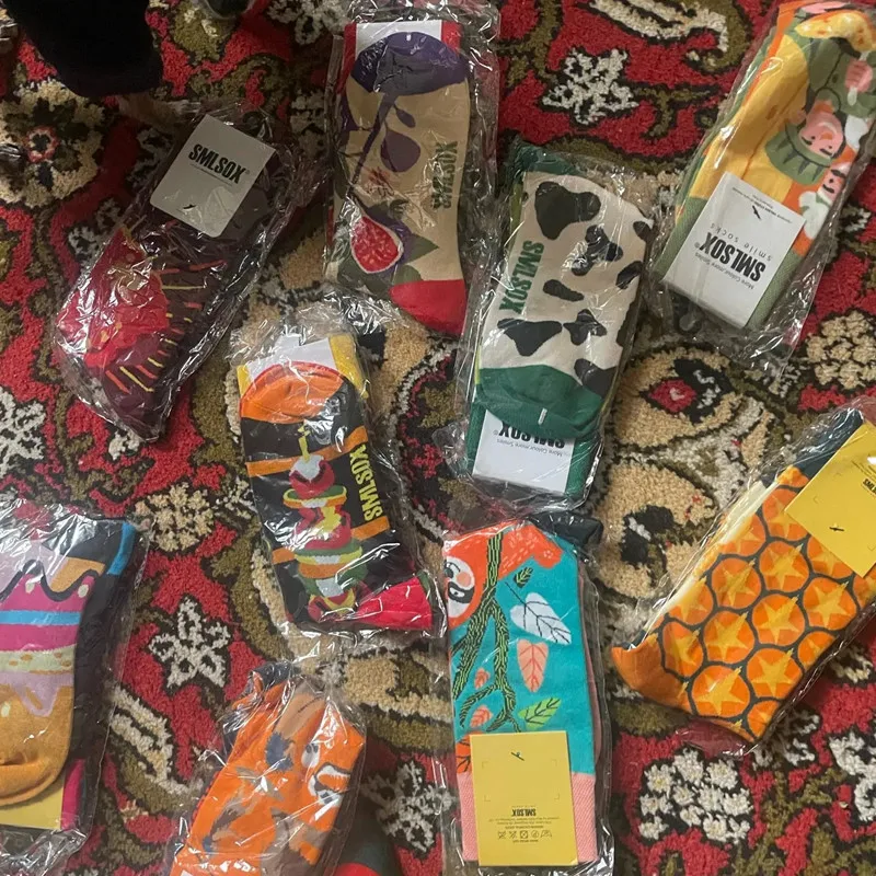 Cotton Socks 1 Pair Man Women Original AB Tide Colorful Cat Dog Koala Cow Four Seasons Unisex for Birthday Gift