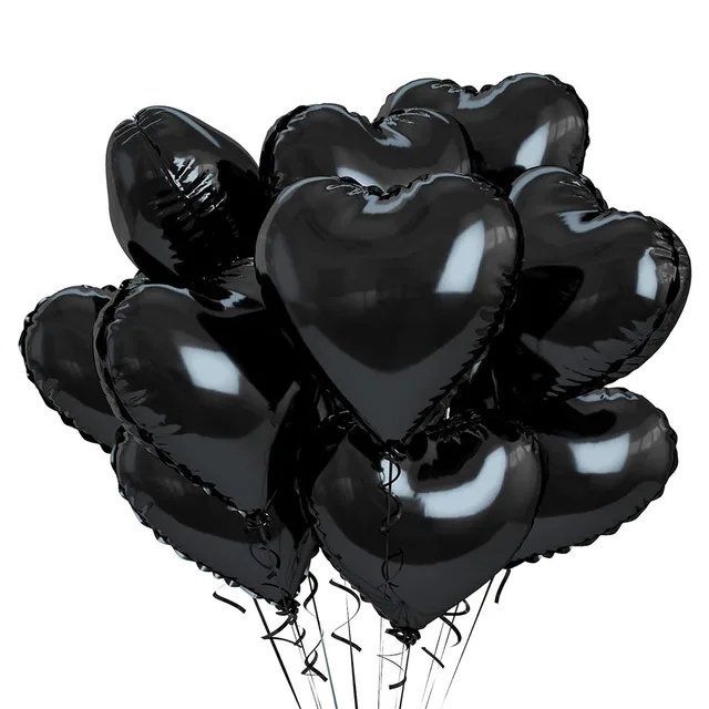Ballons en film d'aluminium Black Love, décoration pour la fête de Léon, mariage et salle de mariage, 18 po, 10 pièces 1