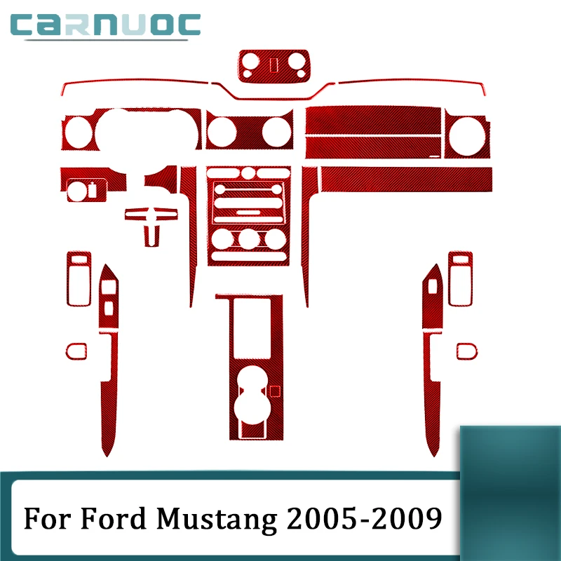 Per Ford Mustang 2005 2006 2007 2008 2009 Fibra Di Carbonio Varie Parti Adesivi Rossi Accessori Decorativi Interni Auto