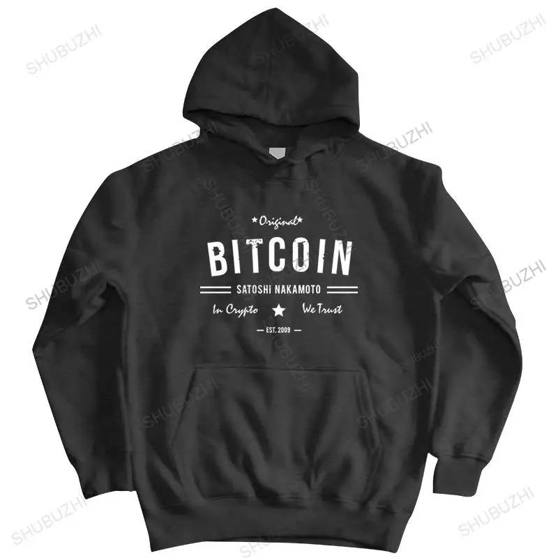 

Hot sale autumn cotton hoody men brand funny pullover Outwear BITCOIN SATOSHI NAKAMOTO EST 2009 unisex cool hooded jacket tops