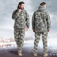 Winter Men TAD Tactical Suits Army Waterproof Fleece Coats+Pants Camouflage Soft Shell Training Uniform Casual  Hooded Jackets 2