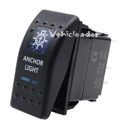 Waterproof Dual Blue LED Rocker Switch for Vehicle and Marine Use (ANCHOR LIGHT)