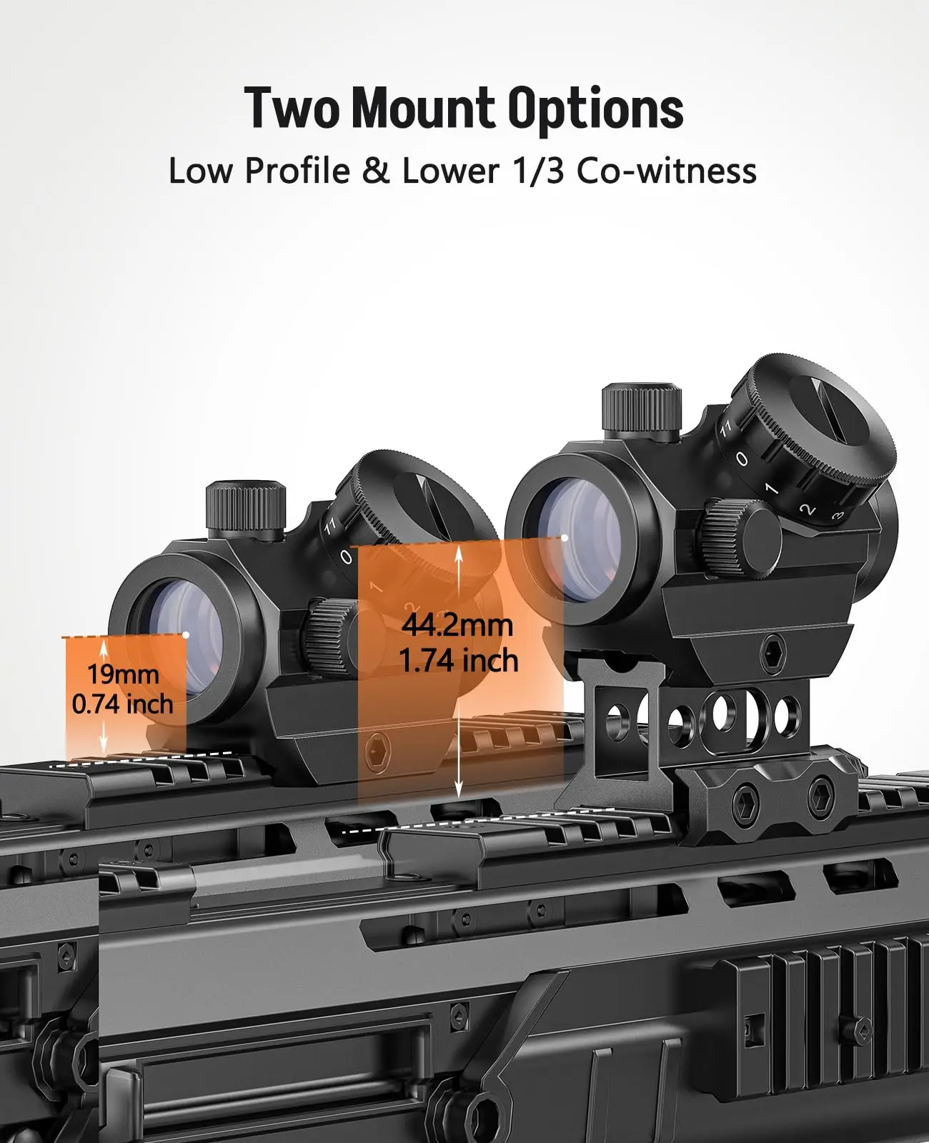 MidTen 2MOA 1x25mm Red Dot ReflexScope Sight Fit Rifle Waterproof Shockproof Fog-Proof with Mount Tactial