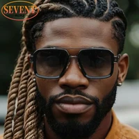 Lunettes de soleil carrées steampunk surdimensionnées pour hommes, grandes, marque de luxe vintage 2026, pour la conduite en extérieur, tendance, à double pont 1