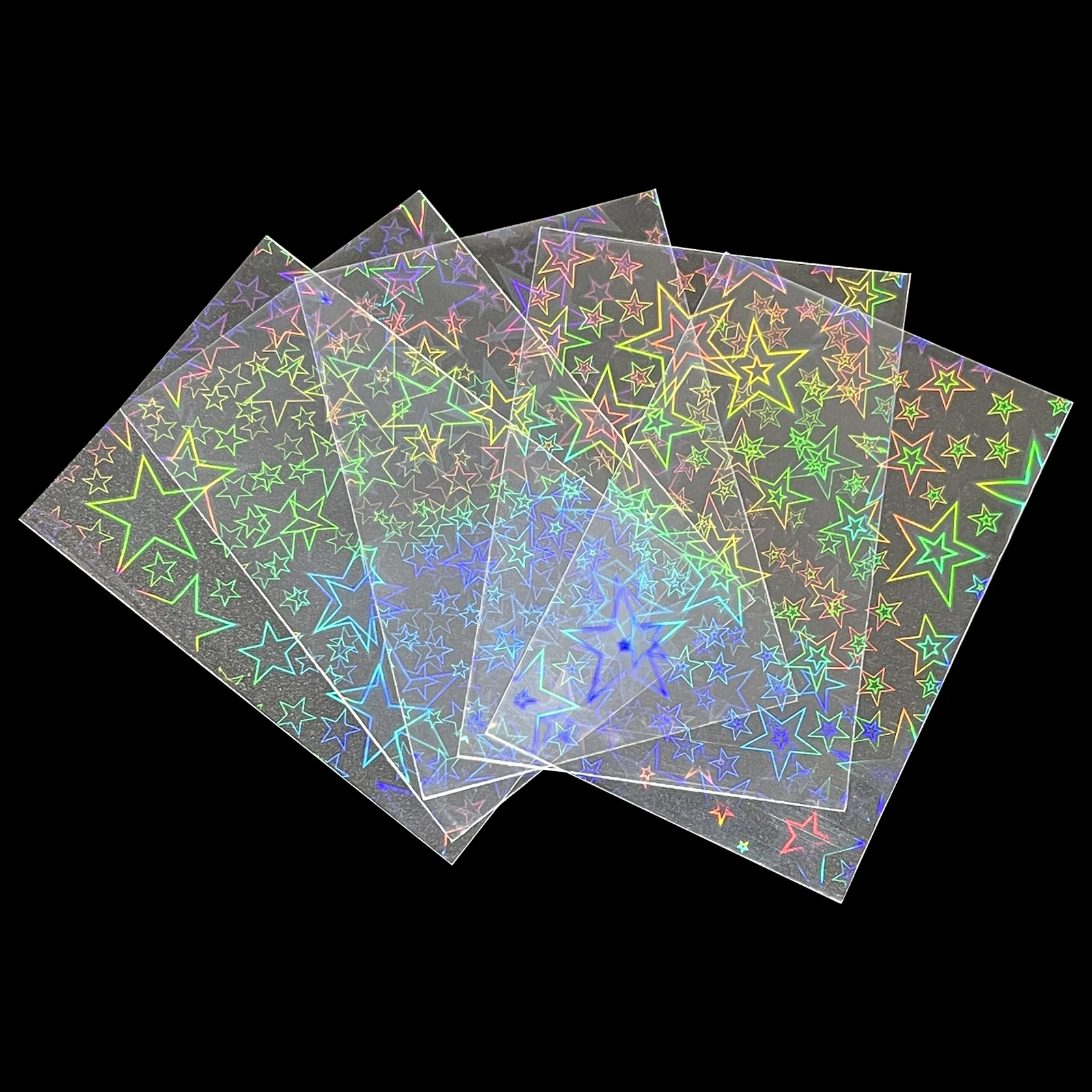 50PcsBig Star Laser Flashing Card Sleeves Holographic Film Idol Photo Card Games Magic Card Sleeve Trading Card Protective Cover