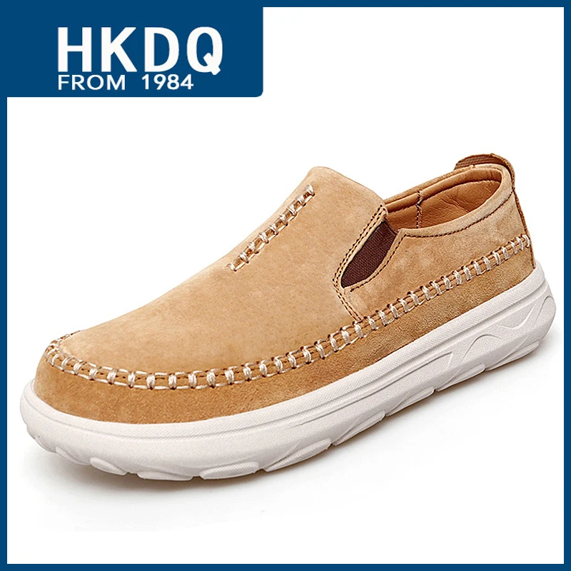 

HKDQ желтые замшевые лоферы, Мужская модная обувь на платформе, повседневные высококачественные дышащие мужские кроссовки из натуральной кожи
