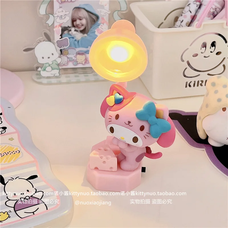 Cartoon Kuromi Melody Pochacco Small Desktop Mini Table Lamp Night Lamp Desk Decorative For Girl Birthday Gift Lamp Diy