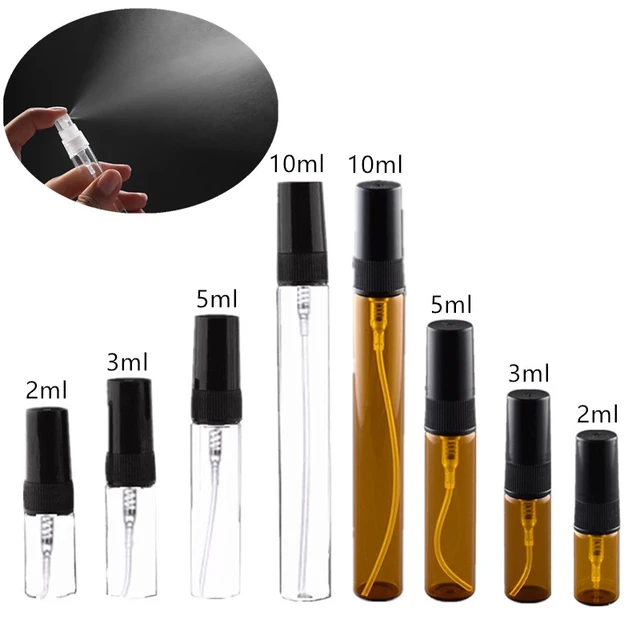 Wholesale 50/100PCS 2ML 5ML 10ML Black Clear Empty Cosmetics Bottle  Portable Mini Perfume Glass Bottle Sample Thin Glass Vials 2 - AliExpress