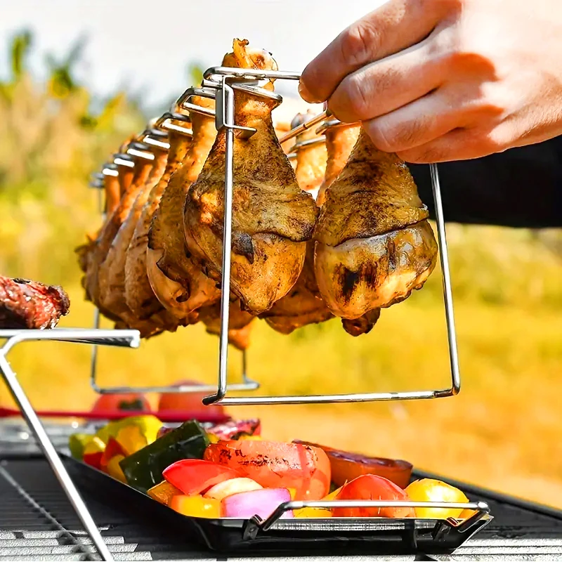 Folding Stainless Steel Chicken Leg Wing Rack Chicken Leg Grill
