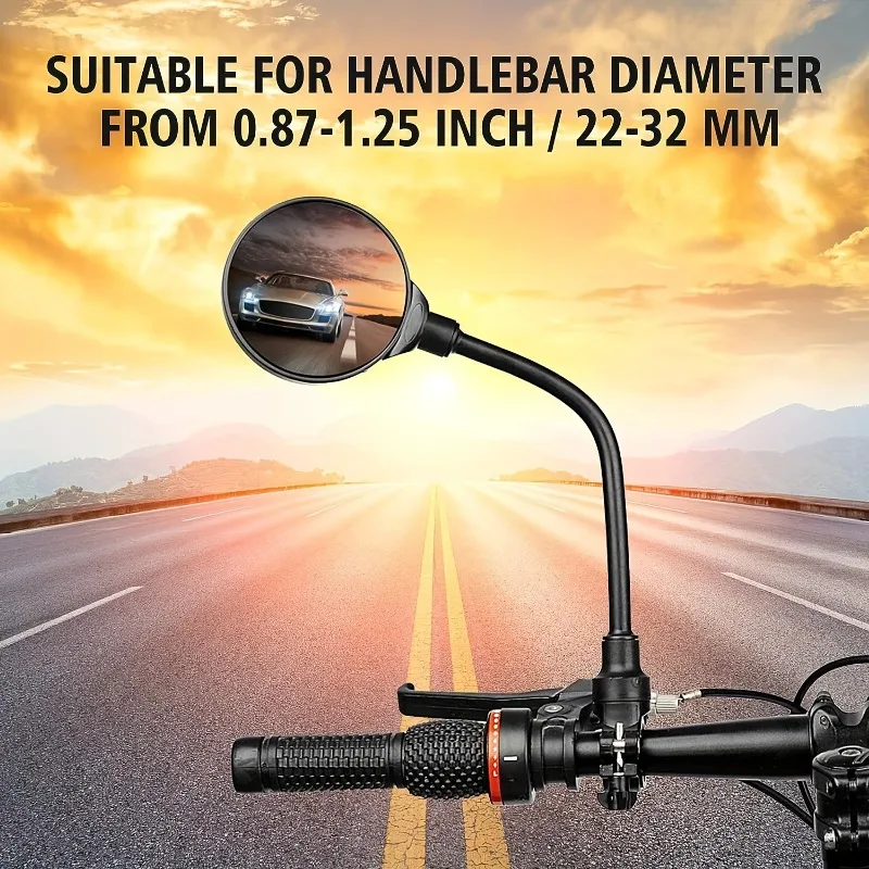 1/2PCS Bicycle Rearview Mirror 360 Degree Bike Rear View Mirror Wide-Angle Convex Bike Handlebar Mirrors Fit 22-32mm Bike Part