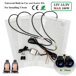 Universal Car Seat Heater Kit with Built-in 100W Heating and 3-Level Control System (Universal model E)