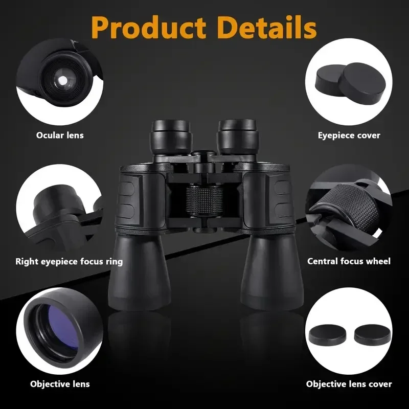 20x50 Military Powerful Long Range Binoculars Zoom HD BAK4-Prism High Magnification Professional Telescope For Hunting Tourism