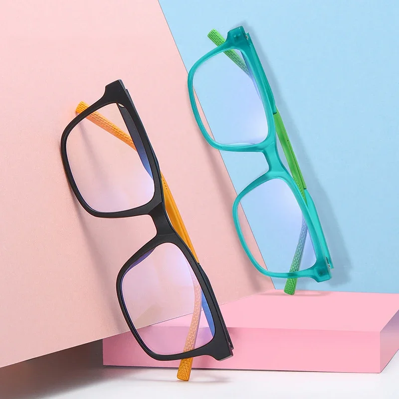 ZXIAC Simple Cute Blue Light Blocking Optical Kids Children Glasses TR90 Rectangle Frame Eyewear Boys Girls Reading Eyeglasses