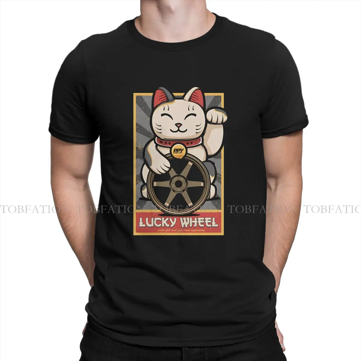Lucky Wheel Papaya Streetart O Neck Tshirt Lucky Cat Pure Cotton Classic T Shirt Uomo Top Nuovo Design Fluffy Big Sale
