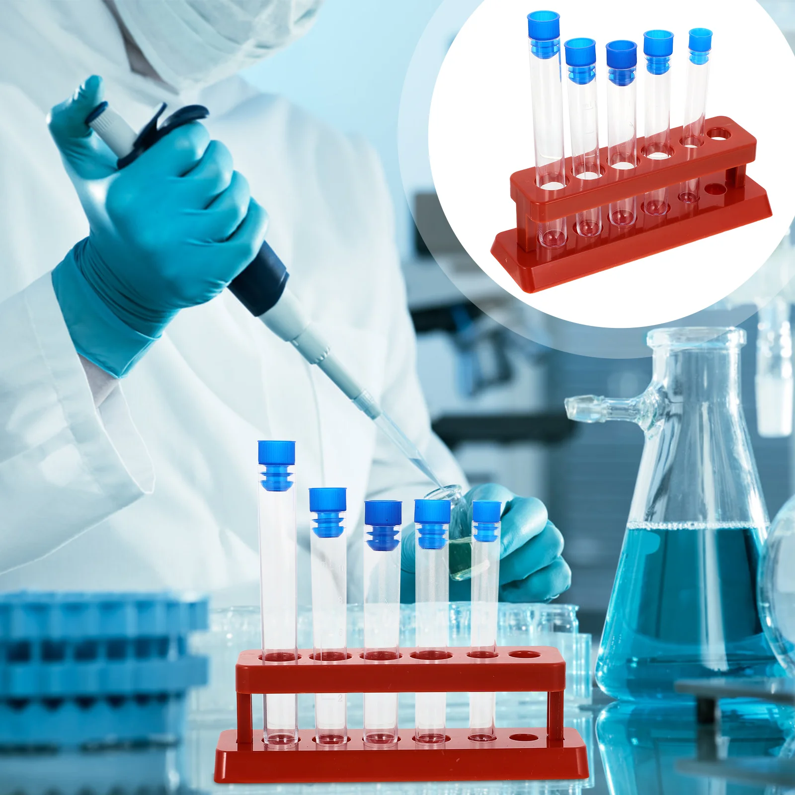 

5 Pcs Test Tube Rack Containers Tubes with Stand for Liquids Bottles Plastic Child