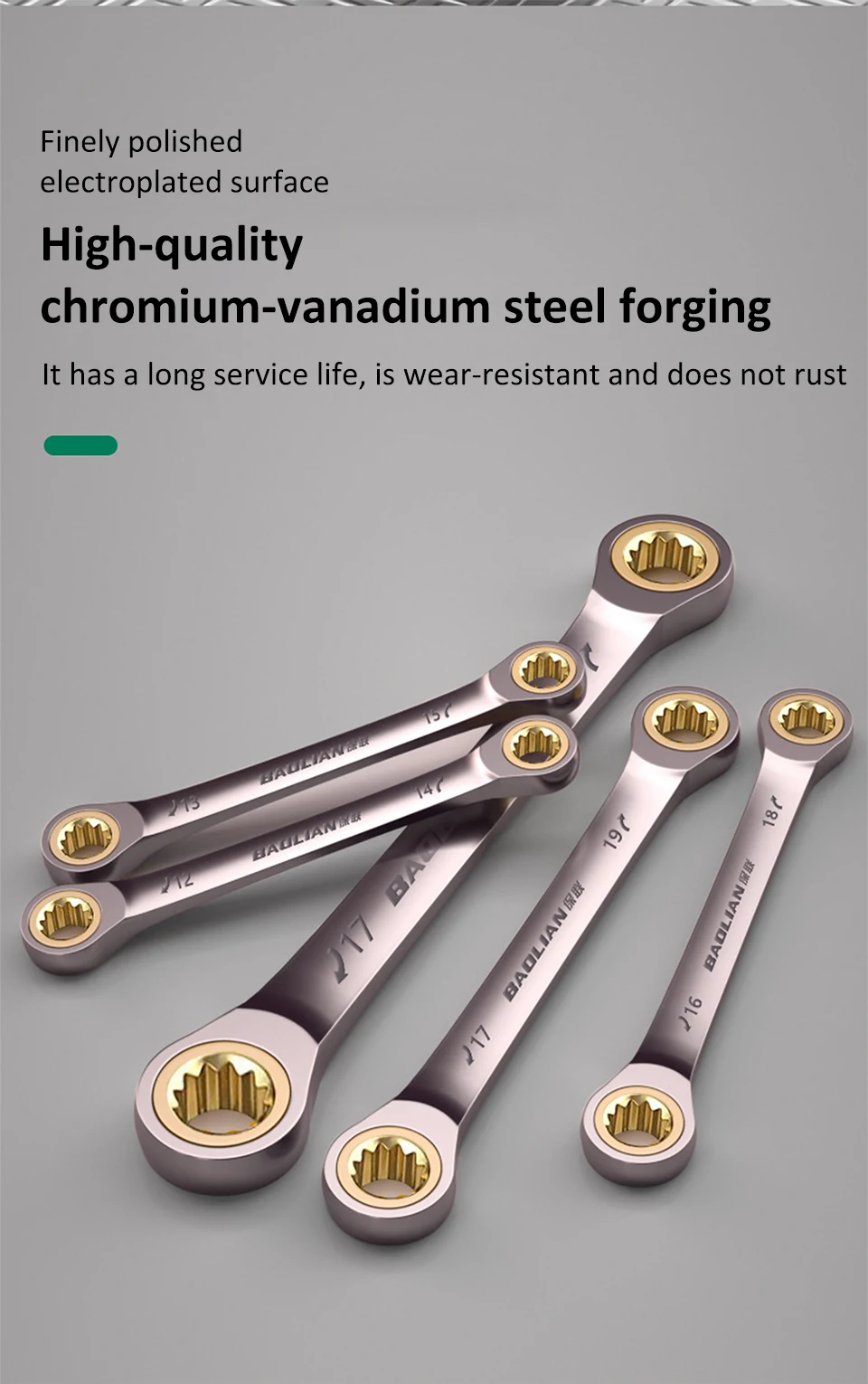 1PC Doppel Kopf Ring Ratsche 6-27mm Dual-use-Schnelle Pflaume Blüte Ratsche für fahrrad Motorrad Auto Reparatur Werkzeuge – Detail 13