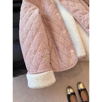 Veste Chic en velours côtelé à fleurs pour femmes, haut coréen en coton à manches longues et col rond, coupe ample, chaud et polyvalent, automne hiver 6
