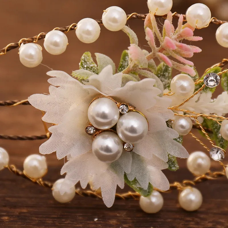Pearl Flower Leaf Headband Hairband Tiara For Women Bride Wedding Bridal Hair Accessires Jewelry Band Headband
