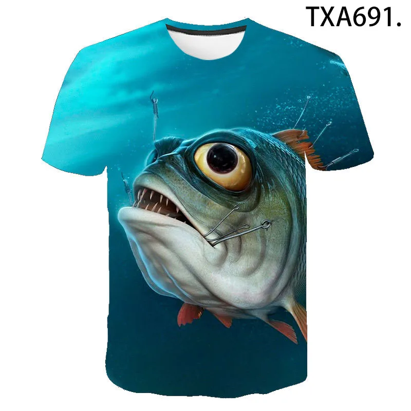 

2020 New Summer Piranha Casual 3D T shirt Boy Girl Kids Fashion Streetwear Men Women Children Printed T-shirt Cool Tops Tee