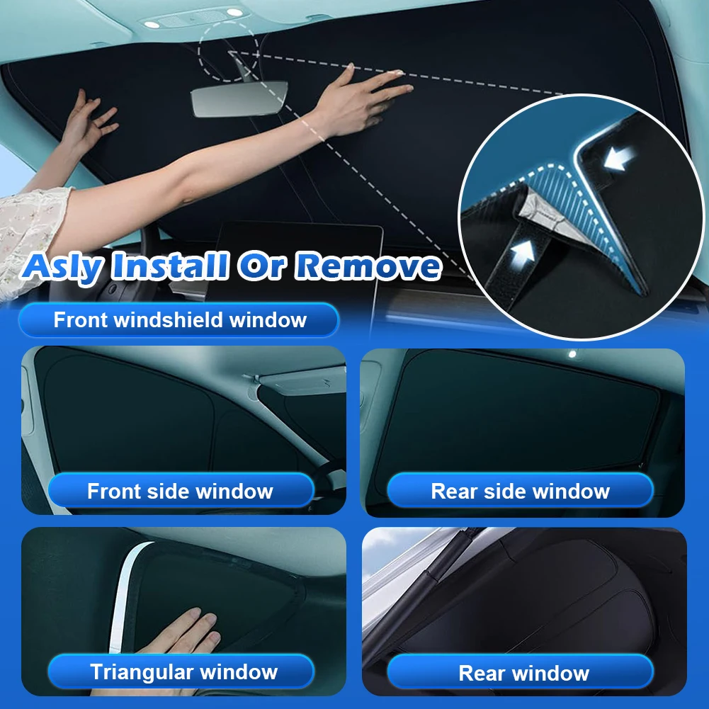 8Pcs/Set Car Multi Sun Shade Ultraviolet Isolation Blackout Visors Auto Windows Privacy for Tesla Model Y 2020-2024 Accessories