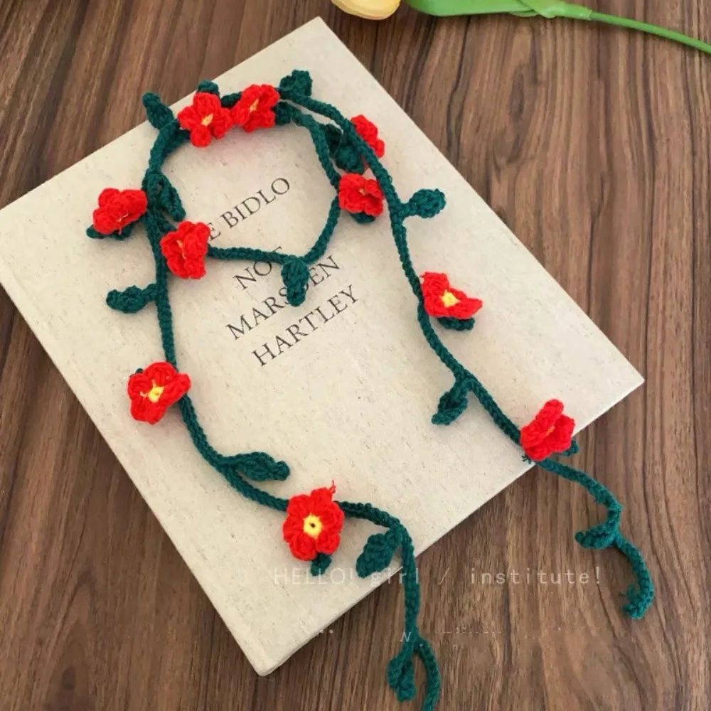 Simple Wool Knitted Scarf Thin Korean Style Knit Headband Ribbon Handmade Crocheted Long Narrow Scarves Outdoor