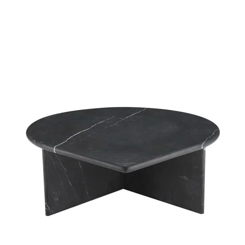 Furniture Marble Coffee Table Leaf Shape Coffee Table Italian Design Style Black Marble Set of Three Nesting Coffee Tables