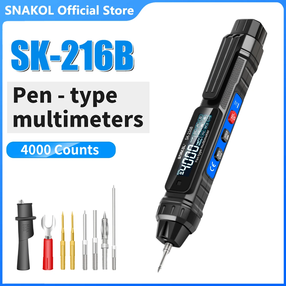 SNAKOL Smart Digital Multimeter Voltage Detector Pen 4000 Counts, auto range non contact NCV capacitance ohm multimetro voltmeter tester
