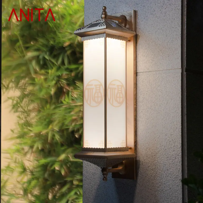 

ANITA Solar Outdoor Wall Lamp Creativity Bronze Sconce Lights LED Waterproof IP65 for Home Villa Balcony Courtyard