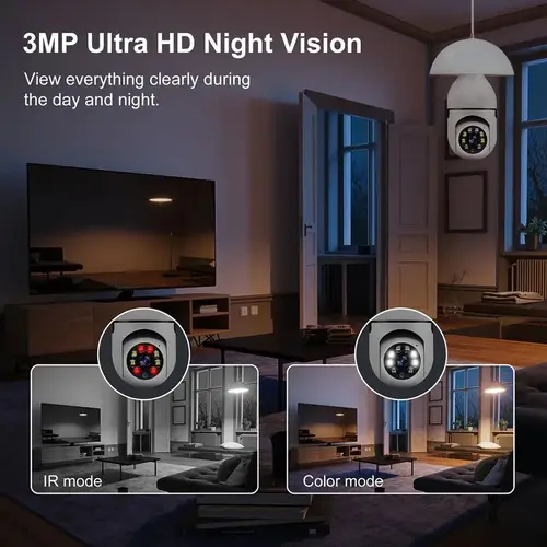 Bulb E27 Surveillance Camera Full Color Night Vision Automatic Human Tracking Zoom Indoor Security Monitor Wifi Miini IP Camera - Image 6