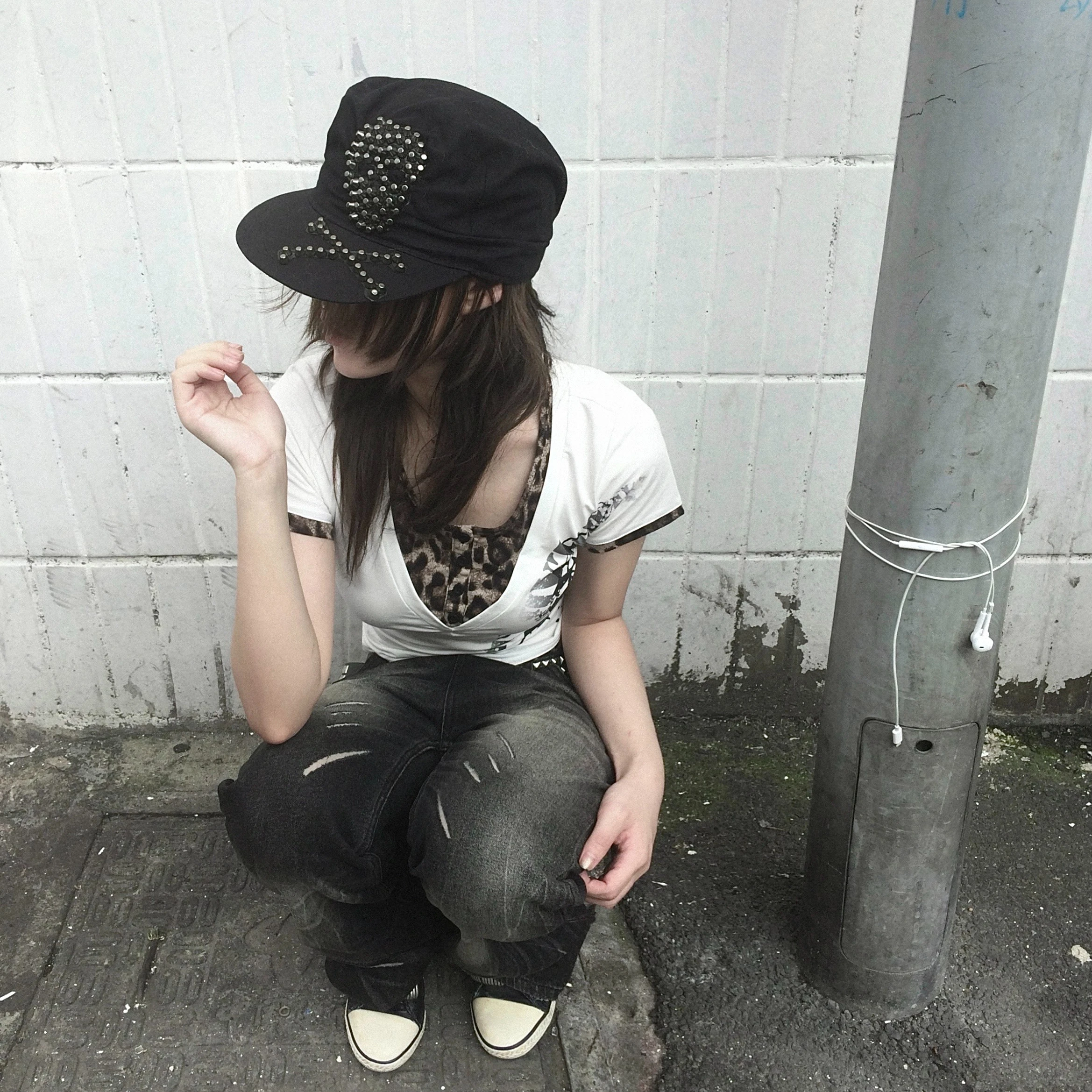 Karrcat Grunge Aesthetics Fake Zweiteilige Tops Trashy 2000er Jahre Stil Tattoo Print T-Shirt Vintage Y2k Leopard T-Shirt American Retro – Detail 7