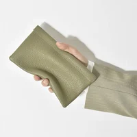 Lettres personnalisées dames en cuir véritable Ultra-mince nouveau portefeuille Long minimaliste avec fermeture automatique sac de rangement de rouge à lèvres de maquillage 3