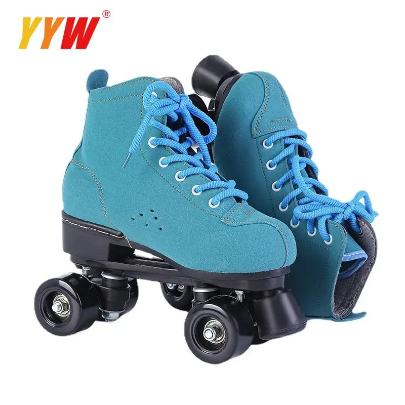 Adult Pu Leather Roller Skates Double Line Skates Two Line Skating