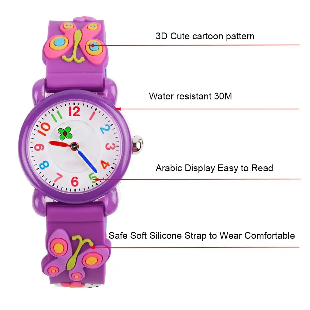 Kids Watches Analog 3D Cartoon Waterproof Sport Children Toddler Wrist Watches Gifts for 3 4 5 6 7 8 9 10 11 12 Ages Girls Boys 5