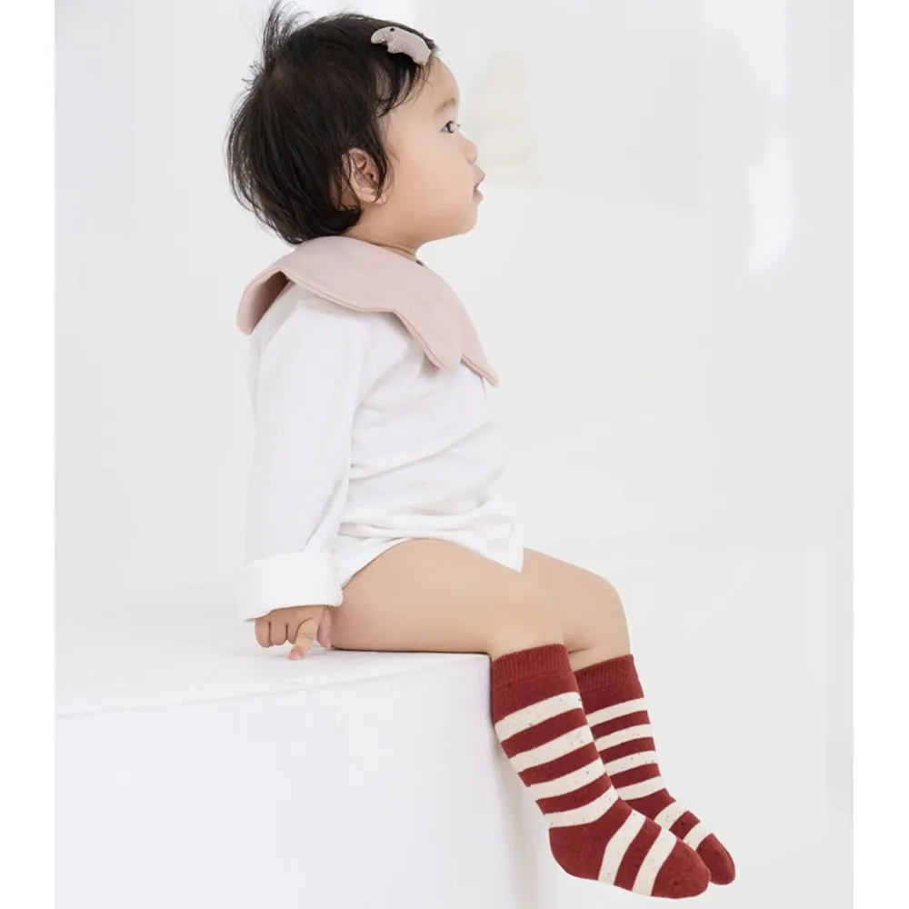 5Pairs Newborn Bowknot Hollow Out Long Socks Red Baby Soft Solid Prewalker Sock Girl Infant Knitted Stockings 0-8Years