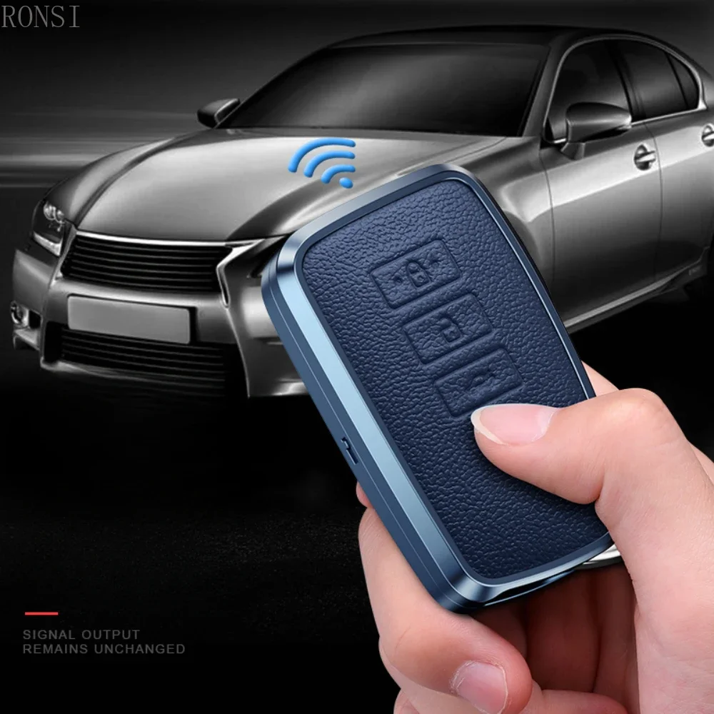 Premium Alloy Leather Car Key Case Cover - 3 Button Styling Accessory