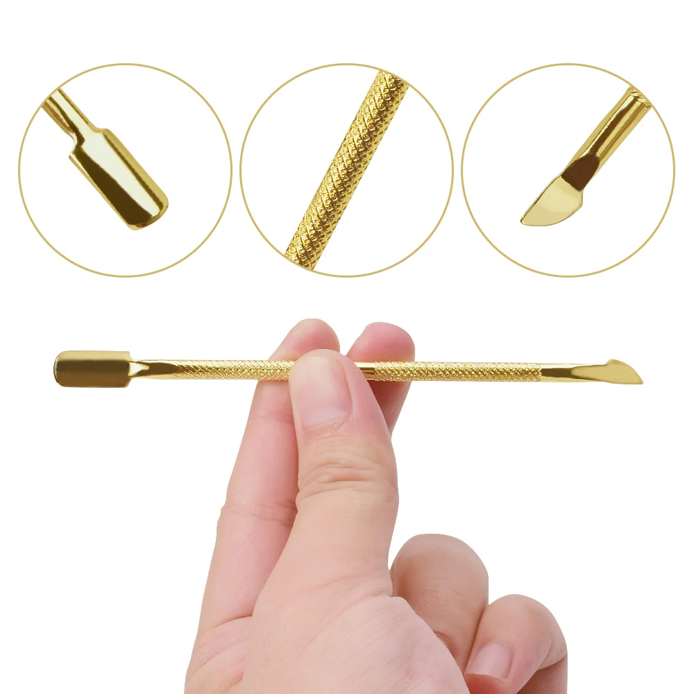 

Golden Nail Cuticle Spoon Pusher Scraper Remover Stainless Steel Nail Art Dead Skin Removal Pedicure Accessories Manicure Tool