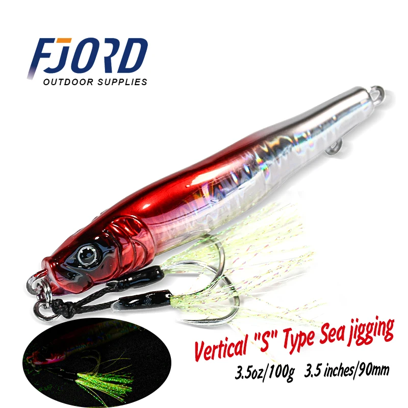 FJORD 100g Metal Jig Sea Fishing Lure Jigging Night Fake Baits Fishing  Accessories New 2022 Accessories Equipment Goods Stuff